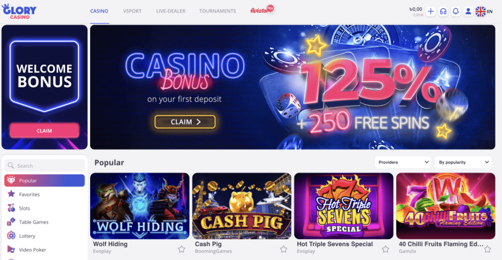 Glory Casino website
